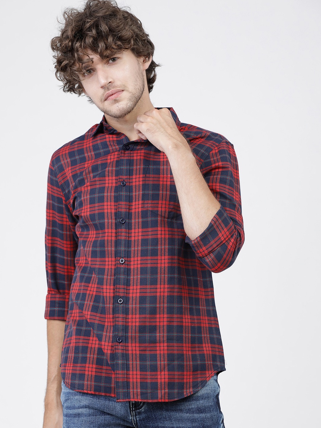 

KETCH Slim Fit Tartan Checks Casual Shirt, Navy blue