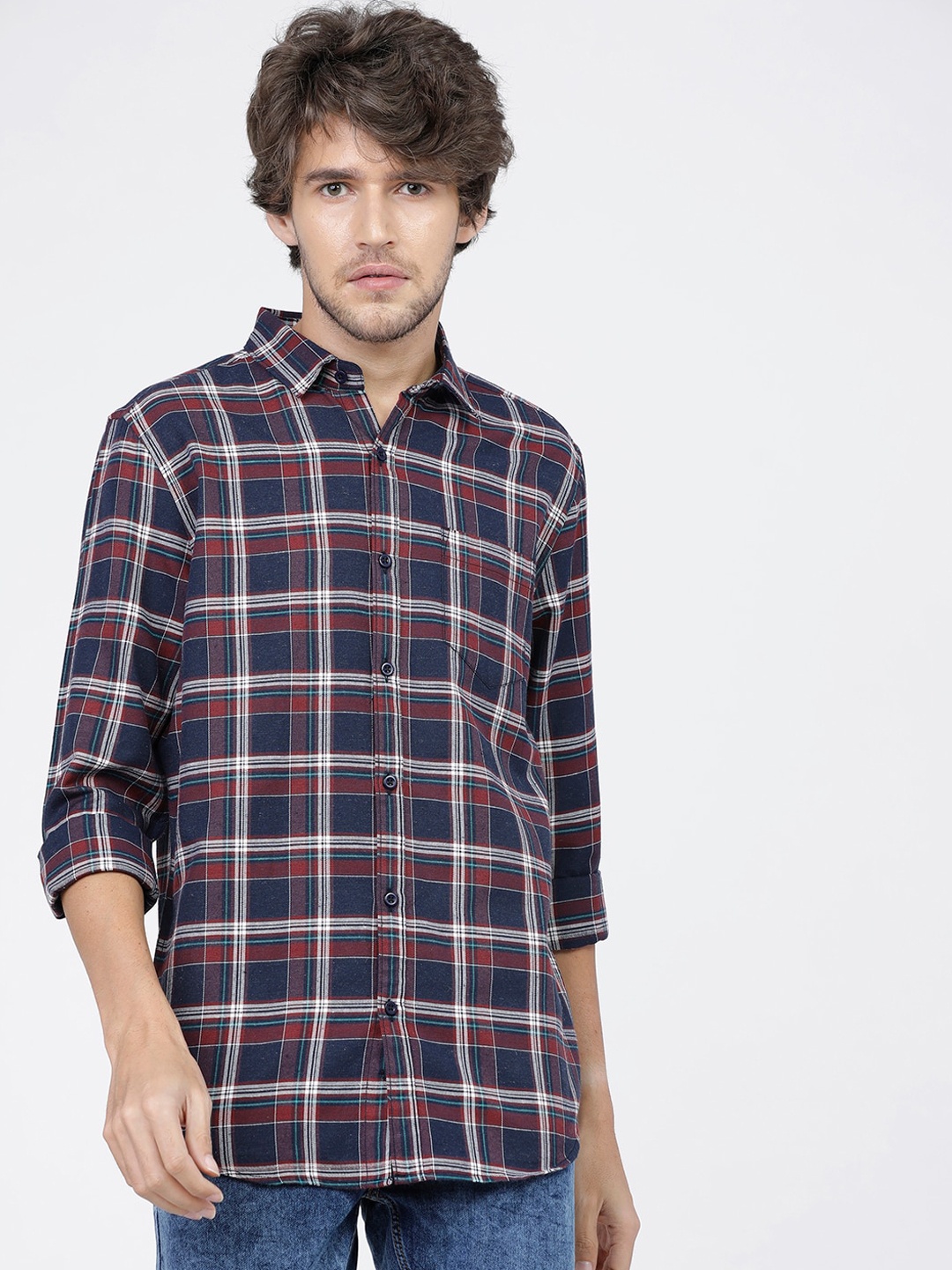 KETCH Men Slim Fit Tartan Checked Casual Shirt