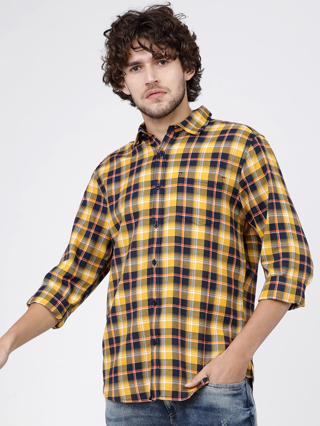 

KETCH Slim Fit Tartan Checked Casual Shirt, Mustard