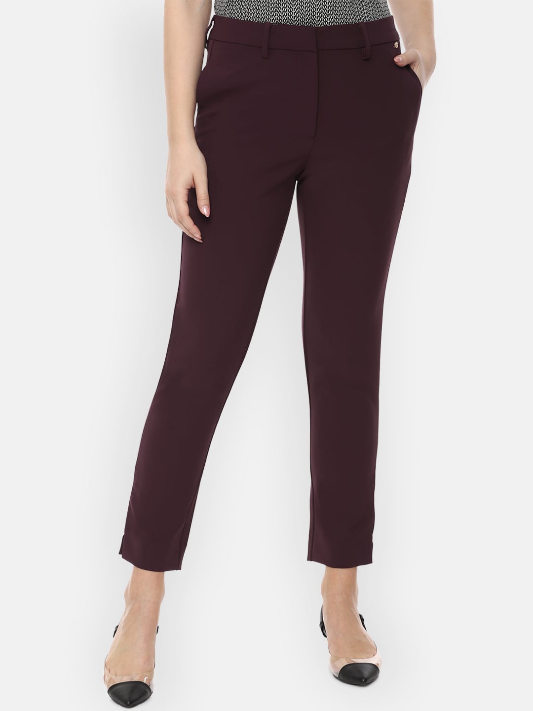 

Van Heusen Woman Women Maroon Slim Fit Trousers