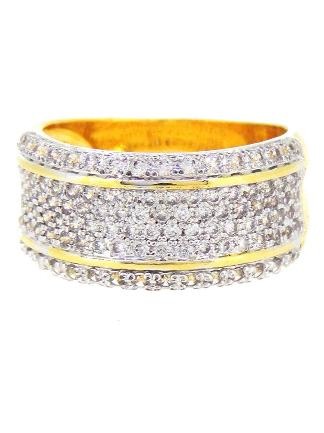 

Tistabene Gold-Toned & White AD-Studded Finger Ring