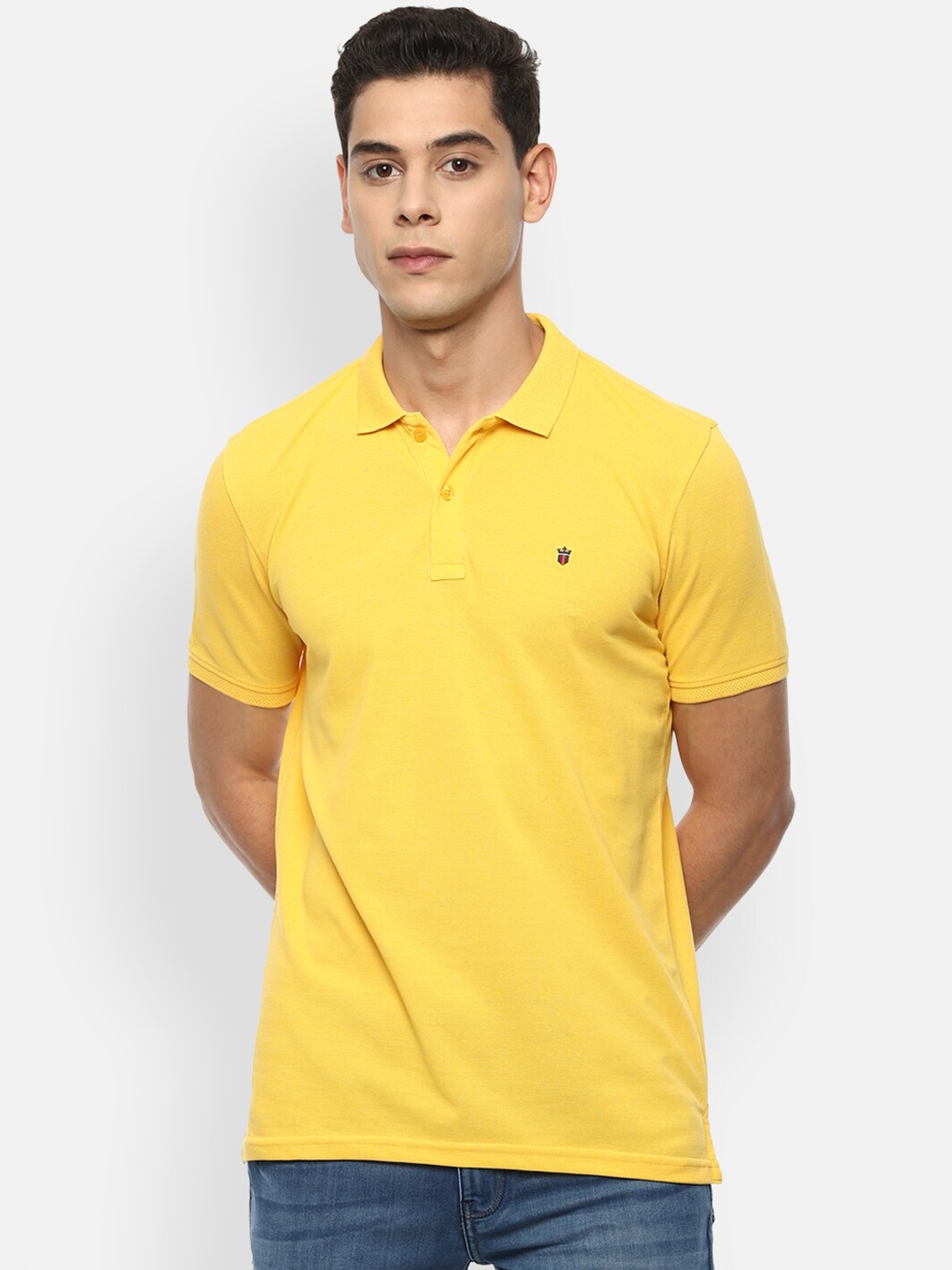 

Louis Philippe Sport Men Yellow Polo Collar Slim Fit Pure Cotton T-shirt