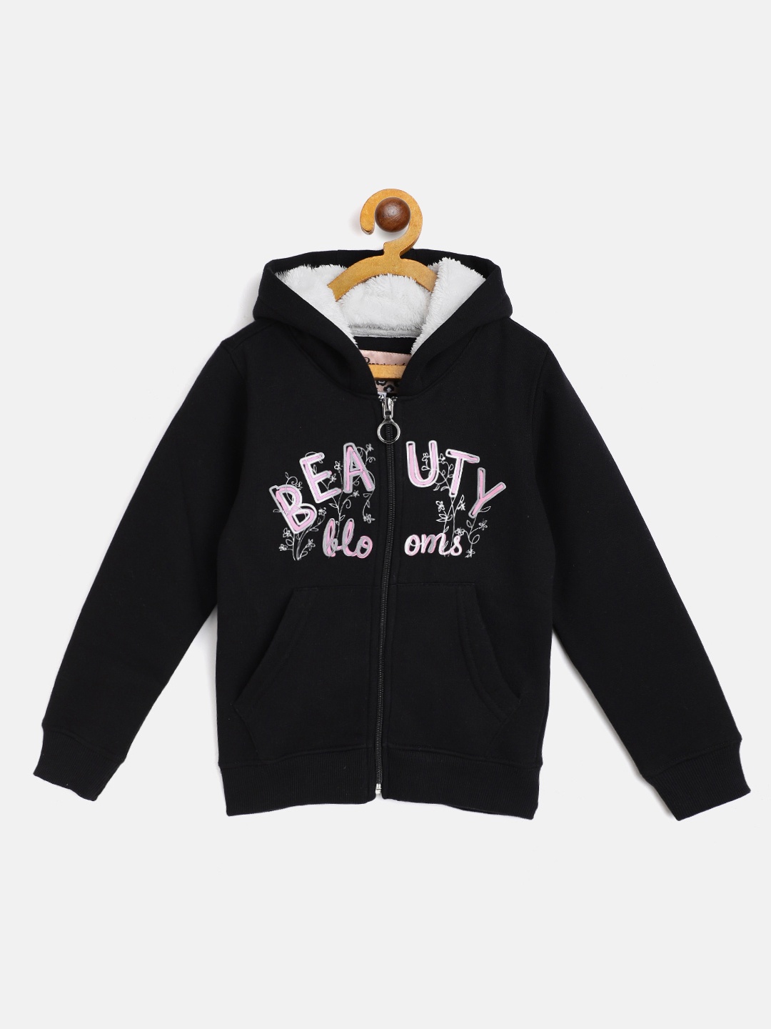 

Peppermint Girls Black Printed Hooded Sweatshirt