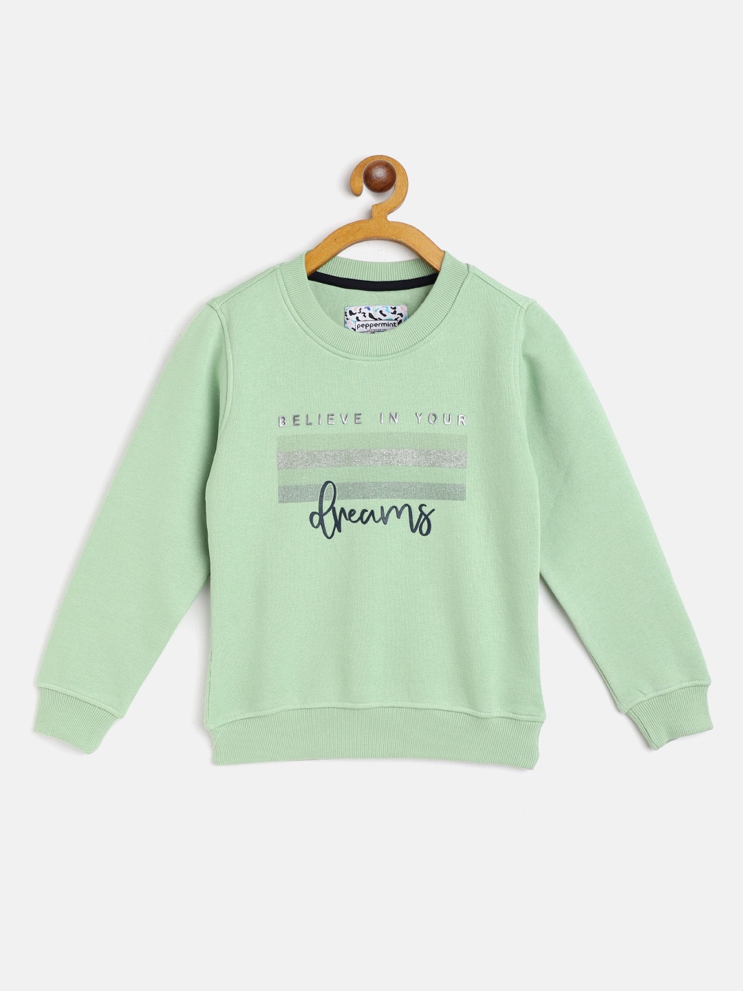 

Peppermint Girls Mint Green Printed Sweatshirt