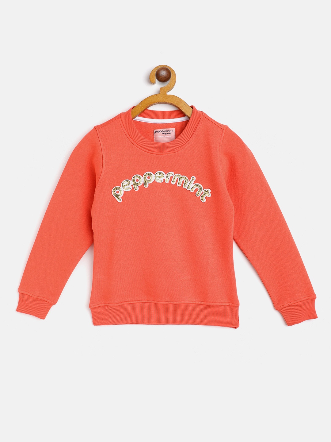 

Peppermint Girls Coral Red Embellished Sweatshirt