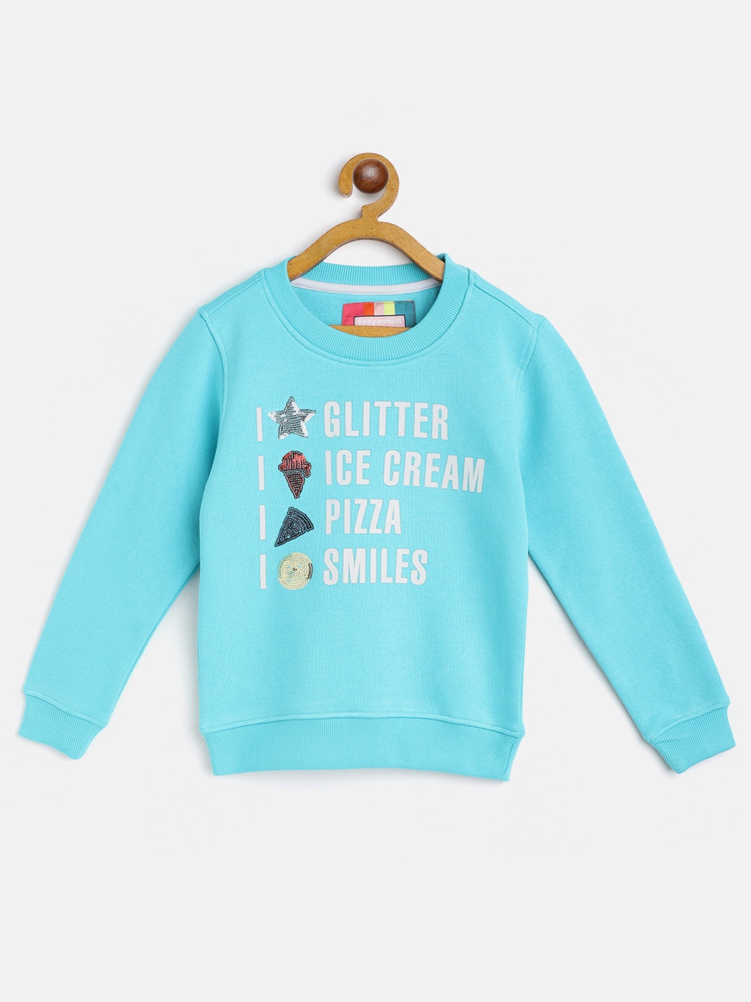 

Peppermint Girls Turquoise Blue Printed Sweatshirt