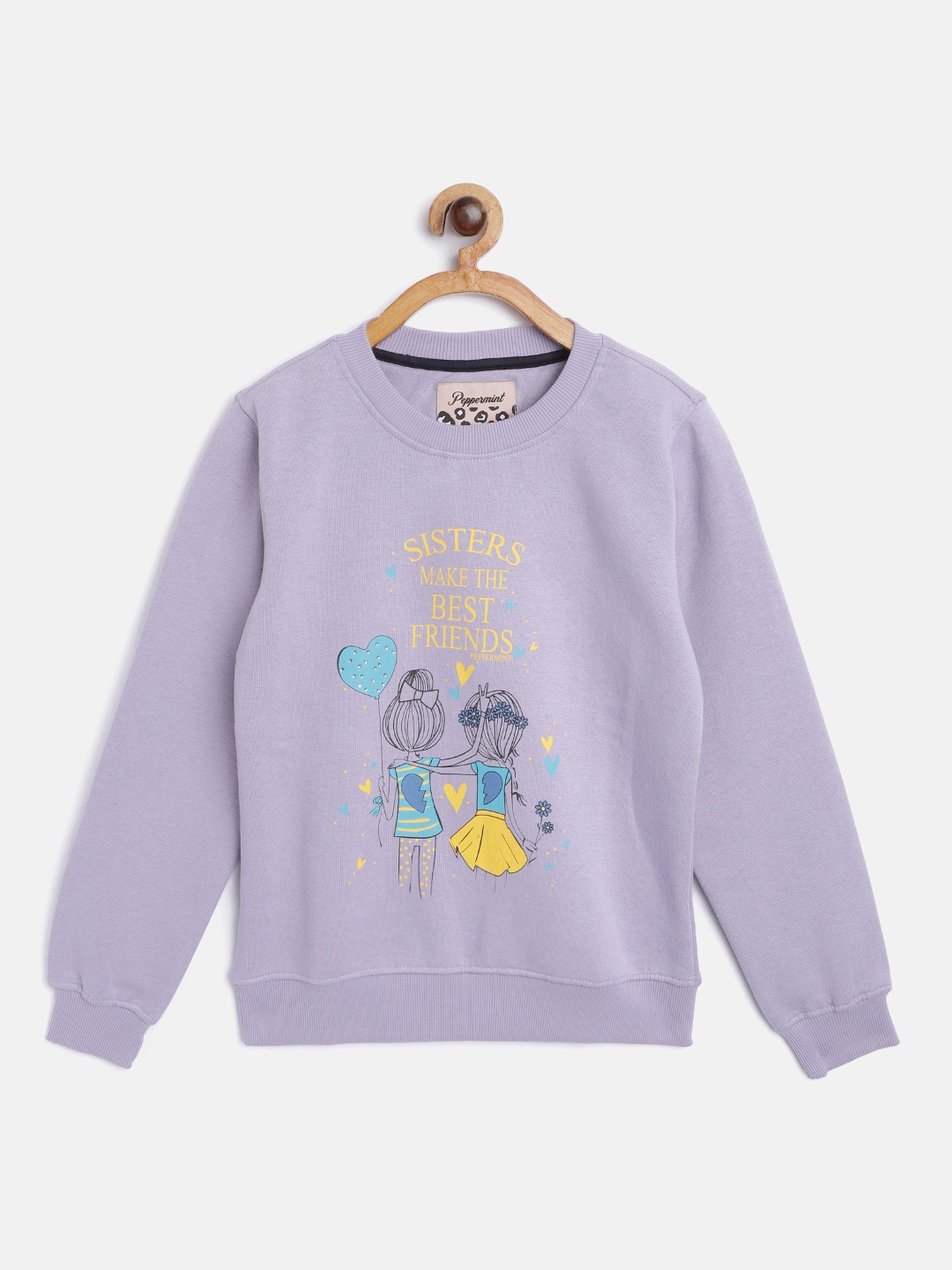 

Peppermint Girls Lavender & Yellow Typography Print Sweatshirt