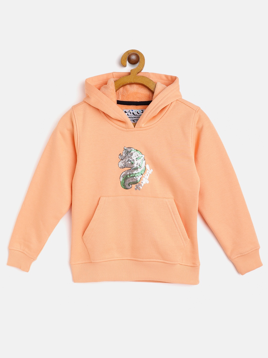 

Peppermint Girls Peach-Coloured Embellished Sweatshirt