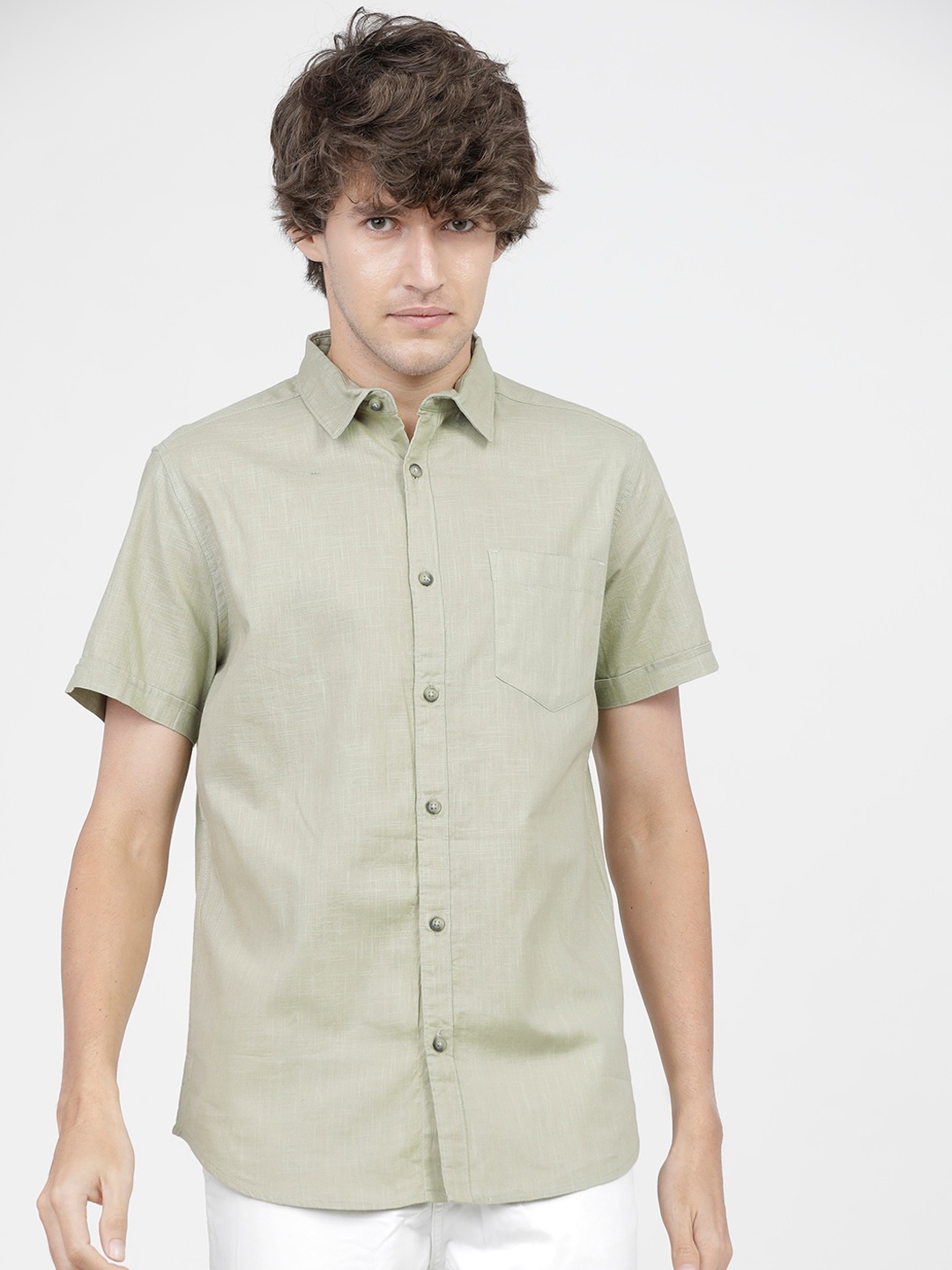 

KETCH Men Slim Fit Casual Shirt, Green