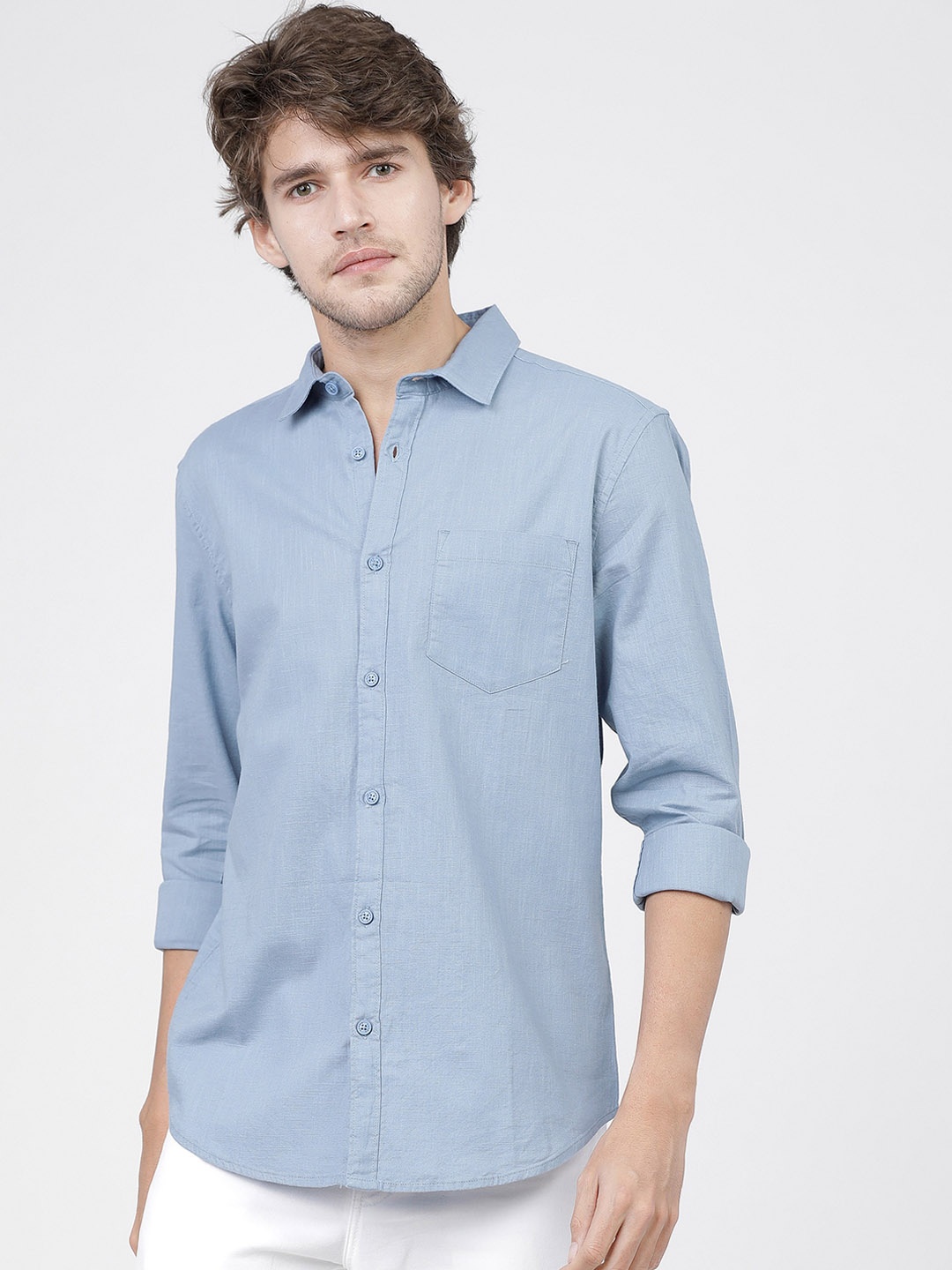 

KETCH Men Slim Fit Opaque Cotton Casual Shirt, Blue