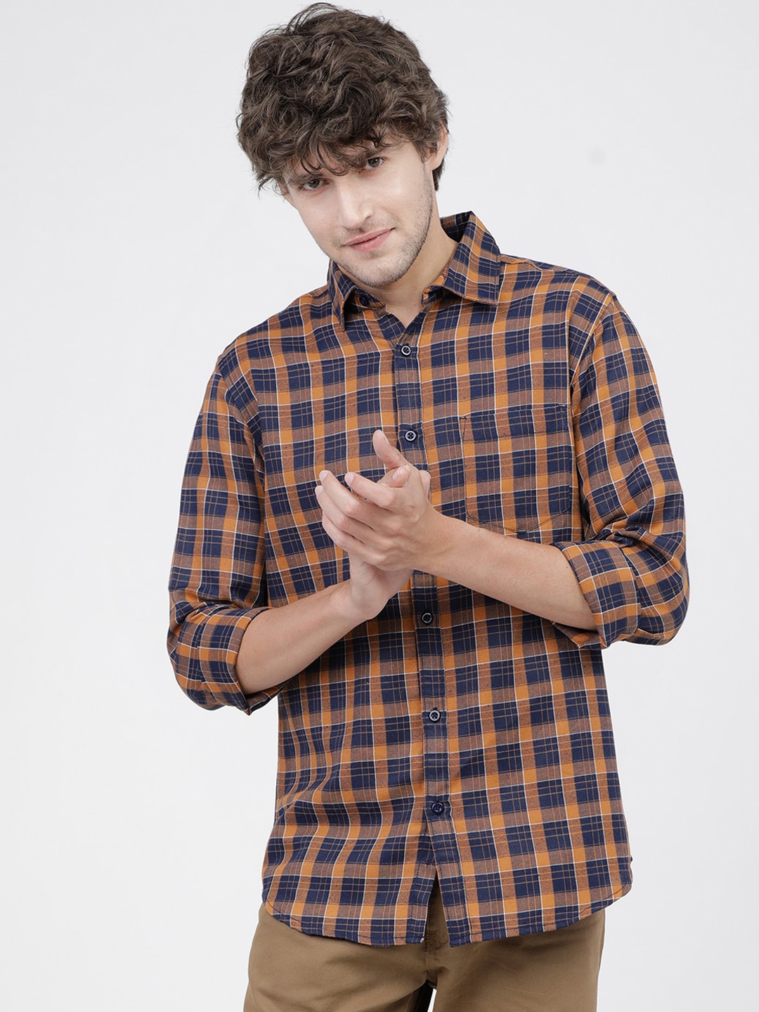 

KETCH Slim Fit Tartan Checked Casual Shirt, Rust