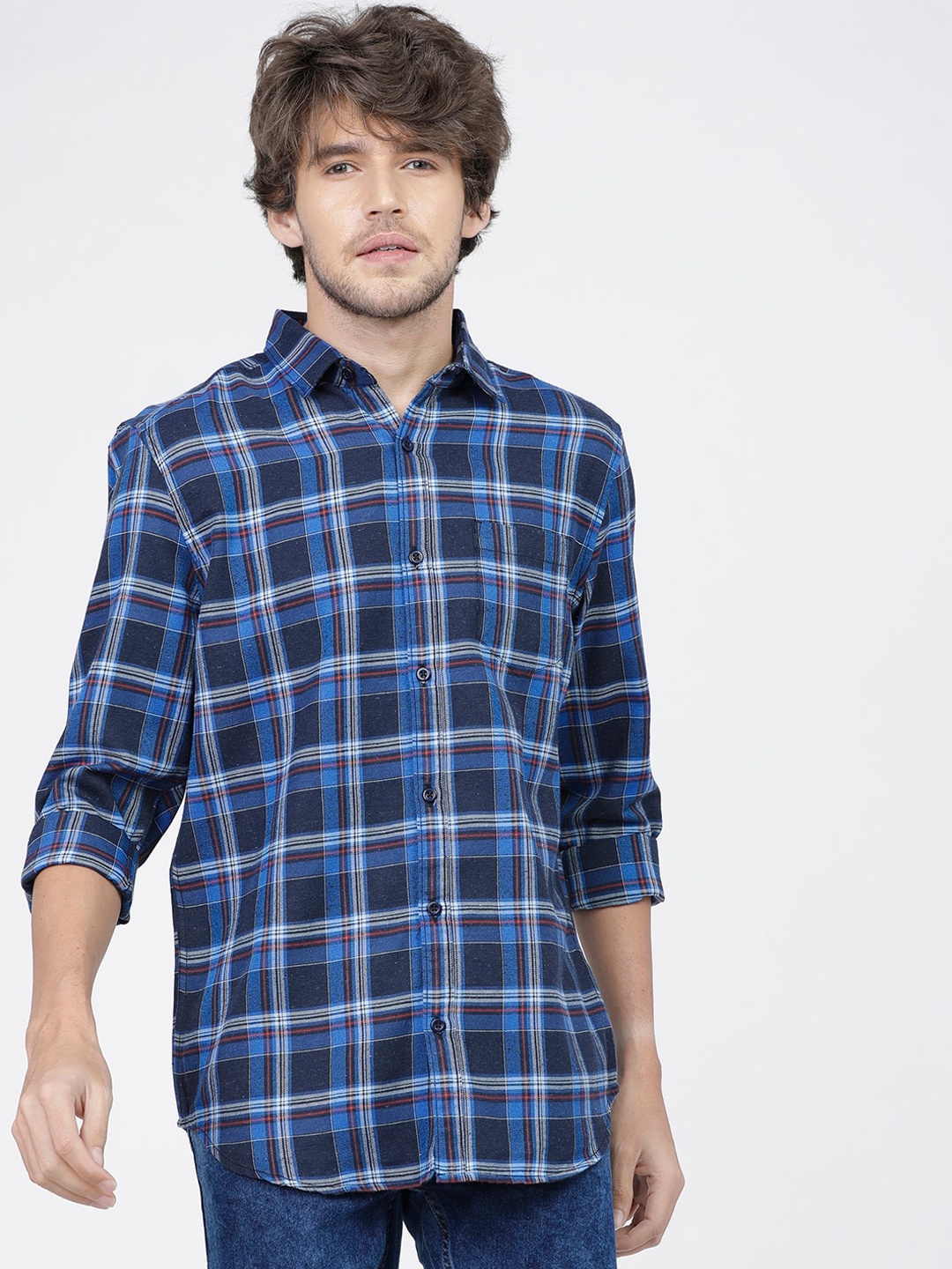 KETCH Slim Fit Tartan Checks Casual Shirt