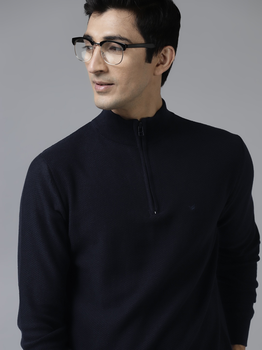 

Blackberrys Men Navy Blue Pure Cotton Pullover