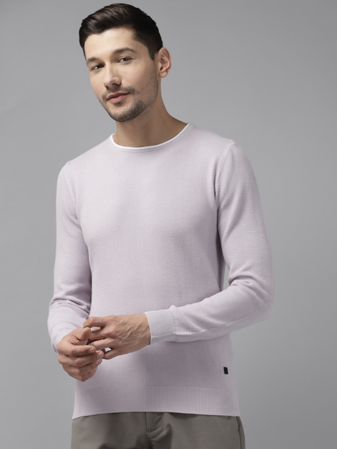 

Blackberrys Men Lavender Self Design Pullover