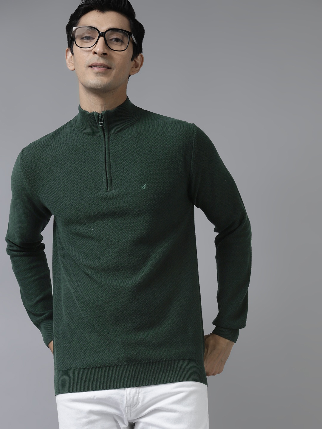 

Blackberrys Men Olive Green Pure Cotton Pullover