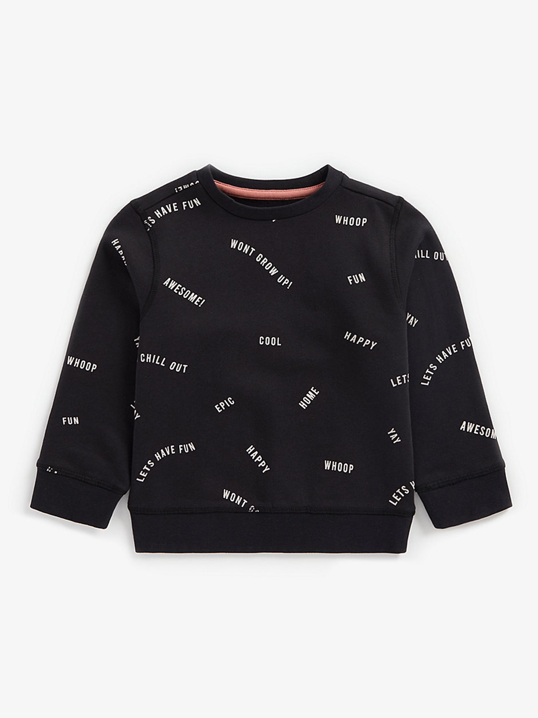 

mothercare Boys Black Pure Cotton Text Printed Sweatshirt
