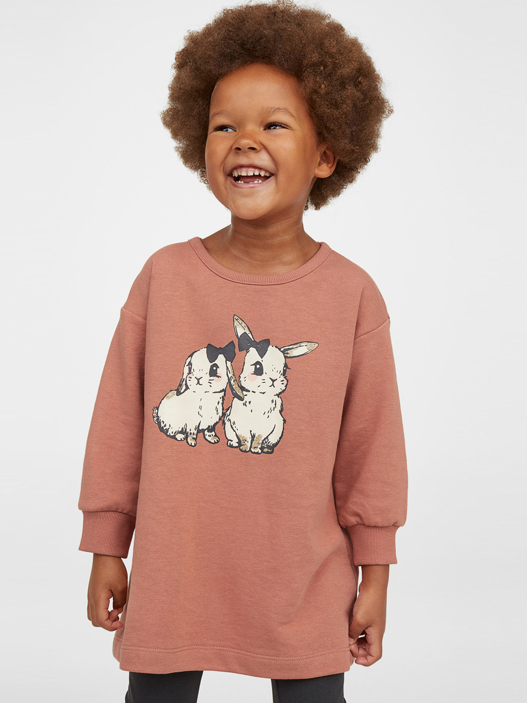 

H&M Girls Grey & Pink Pure Cotton 2-Piece Printed Set