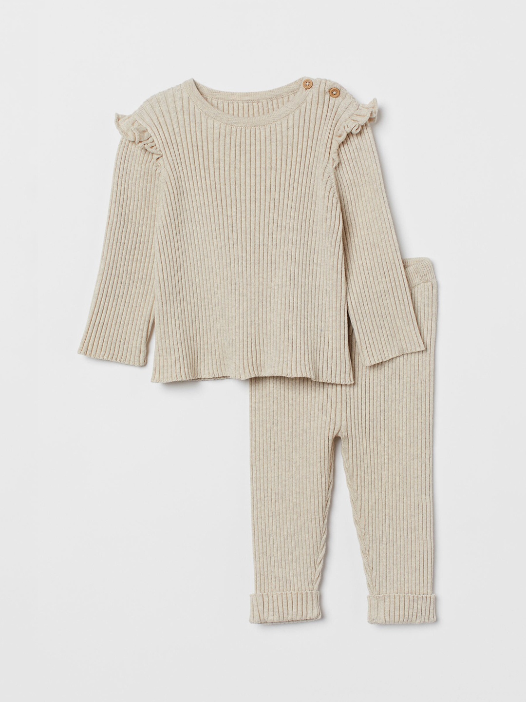 

H&M Boys Beige Rib-knit set
