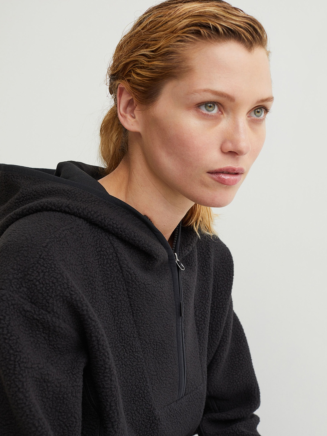

H&M Women Black Solid Oversized Faux Shearling Outdoor Jacket