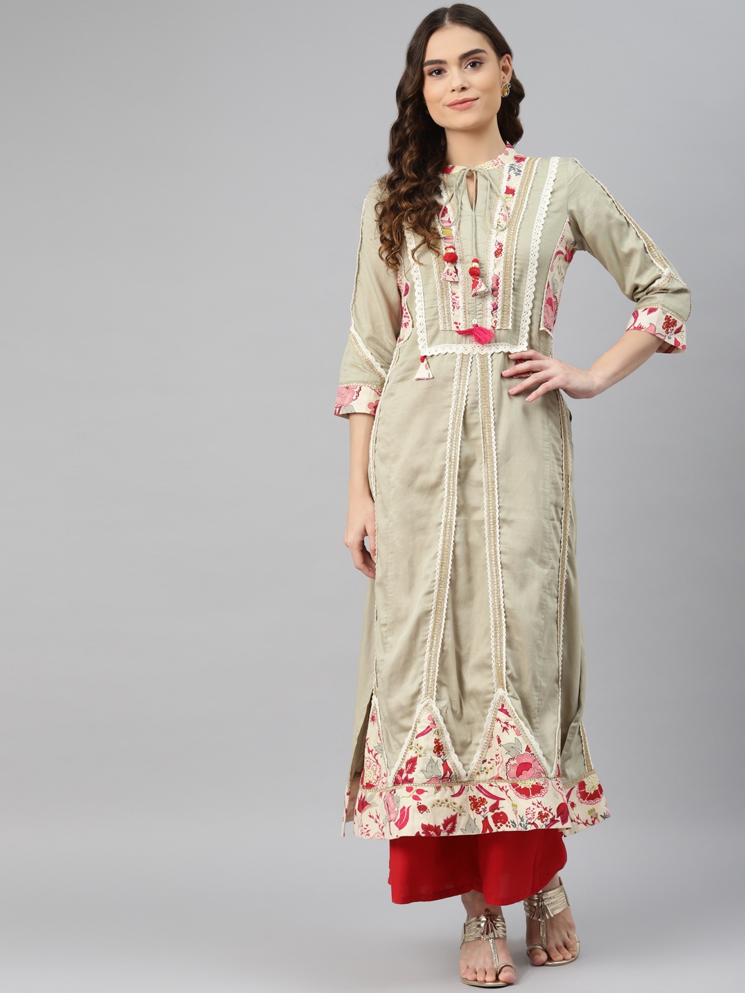 

Lakshita Olive Green Solid Kurti