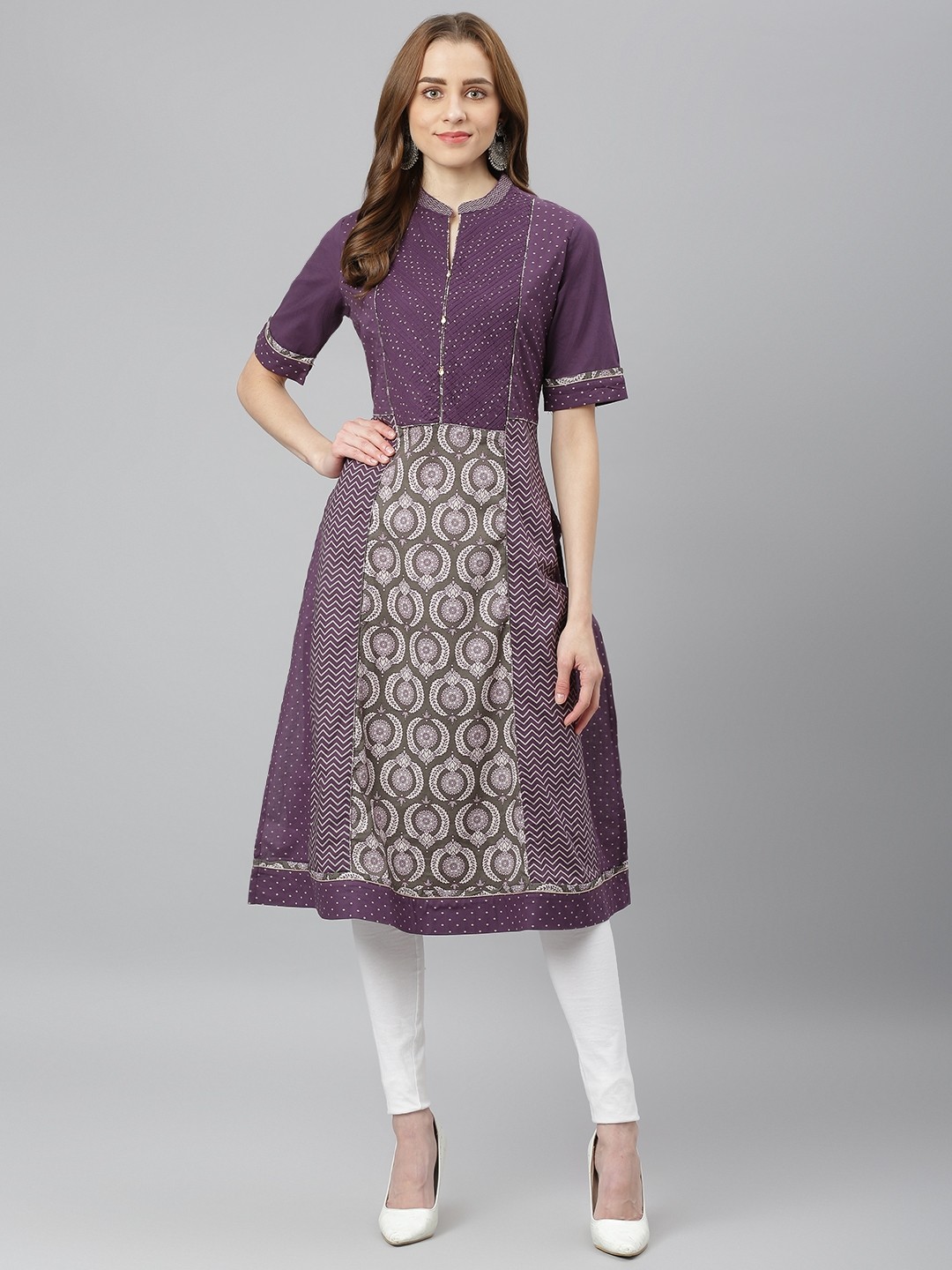 

Lakshita Women Purple Ethnic Motifs Printed Pure Cotton Kurta