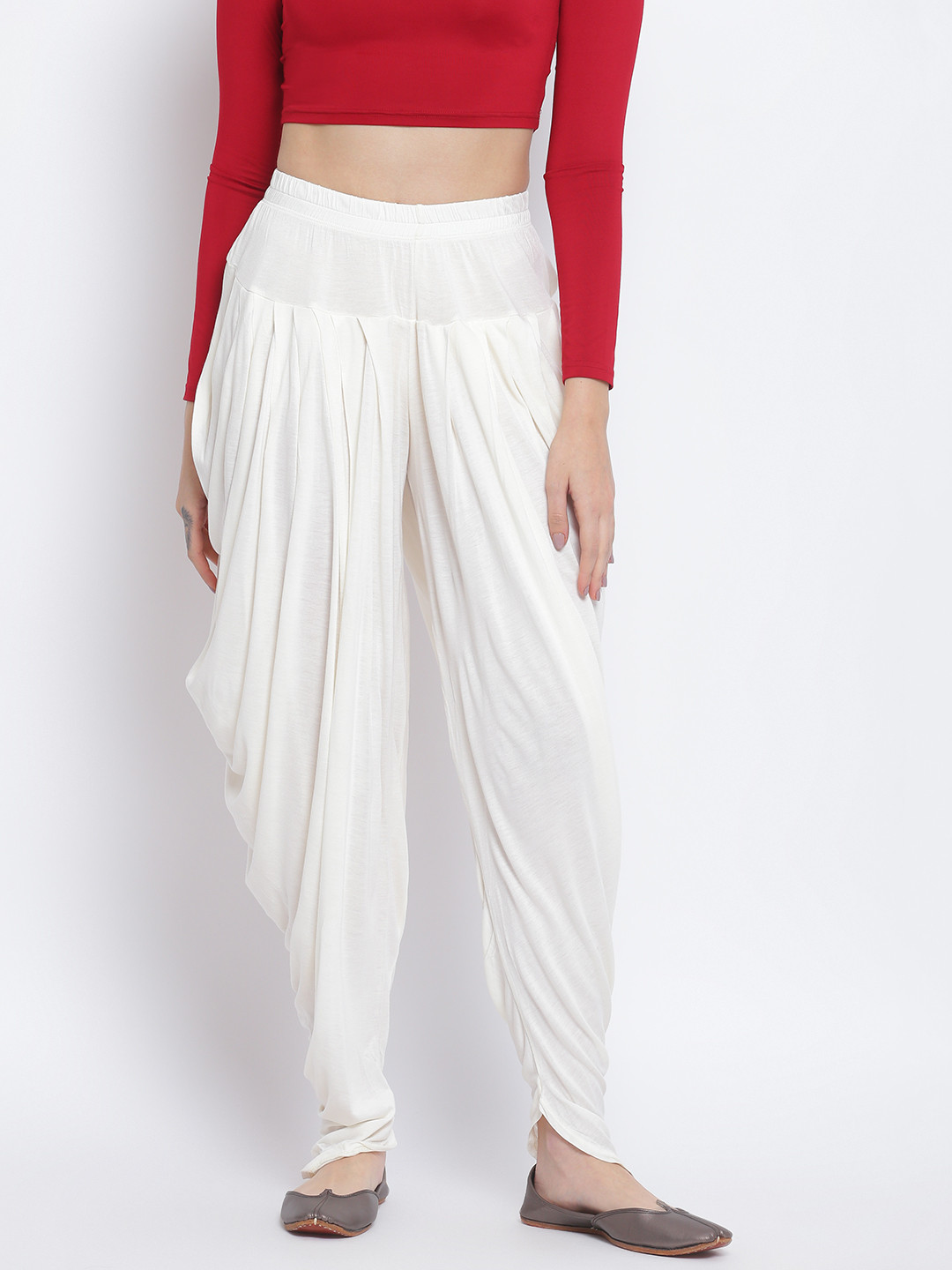 

Lakshita Women Off-White Solid Dhoti Pants