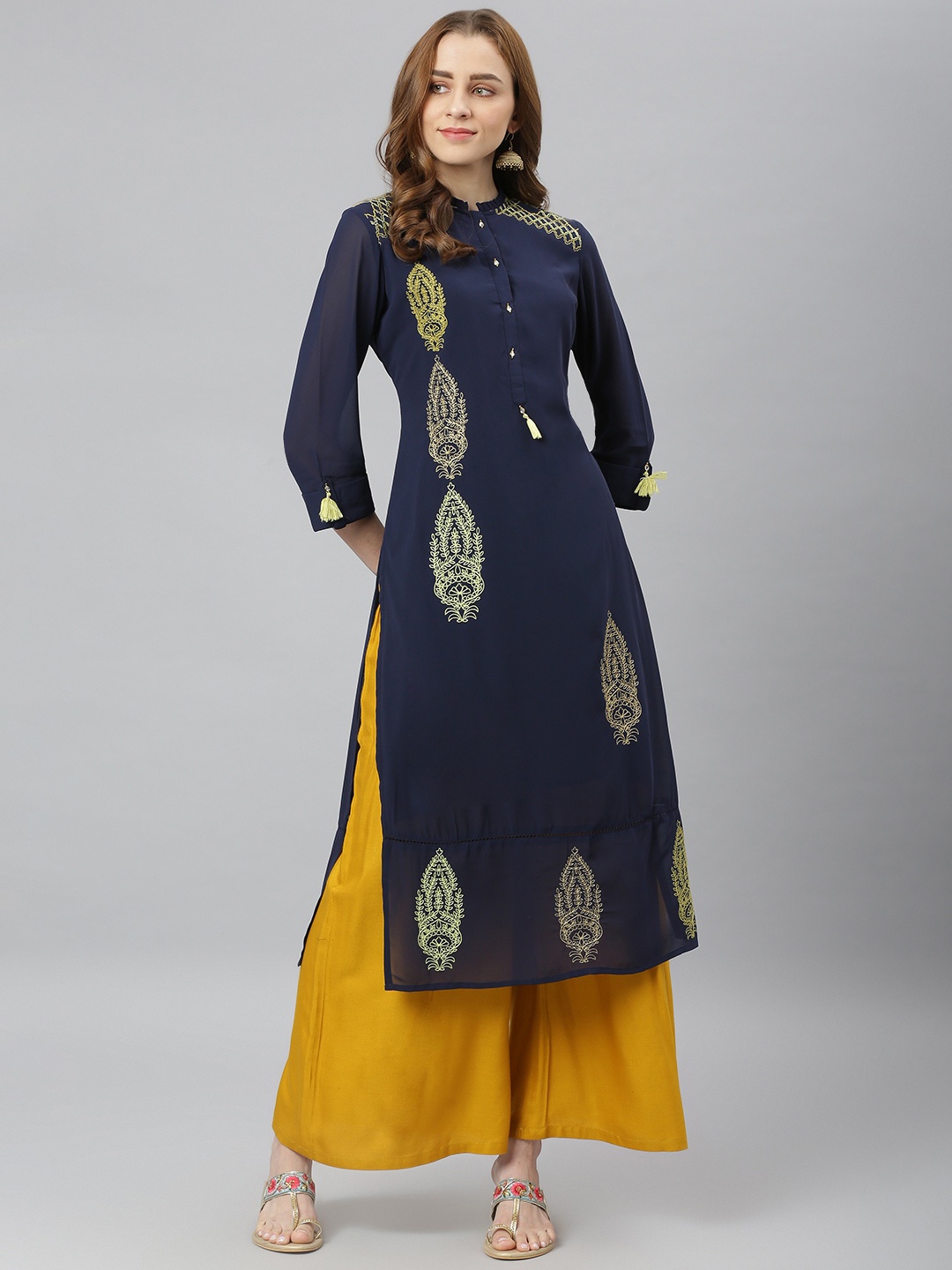 

Lakshita Women Blue Ethnic Motifs Embroidered Kurta