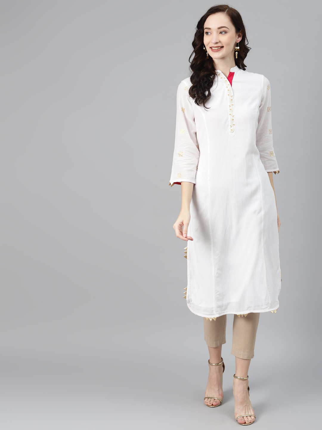 

Lakshita Women Off White Ethnic Motifs Thread Work Kurta
