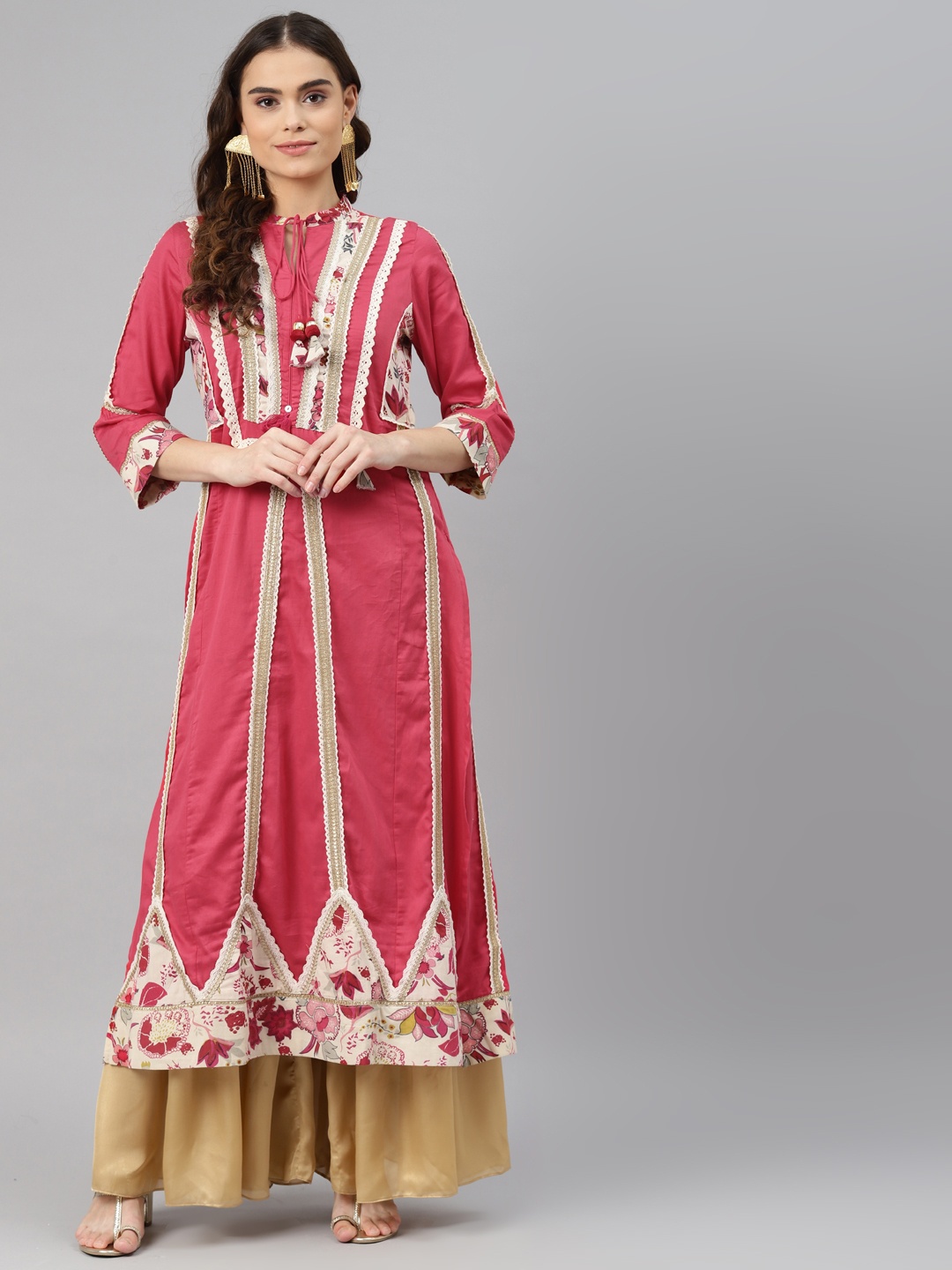 

Lakshita Peach-Coloured Solid Kurti