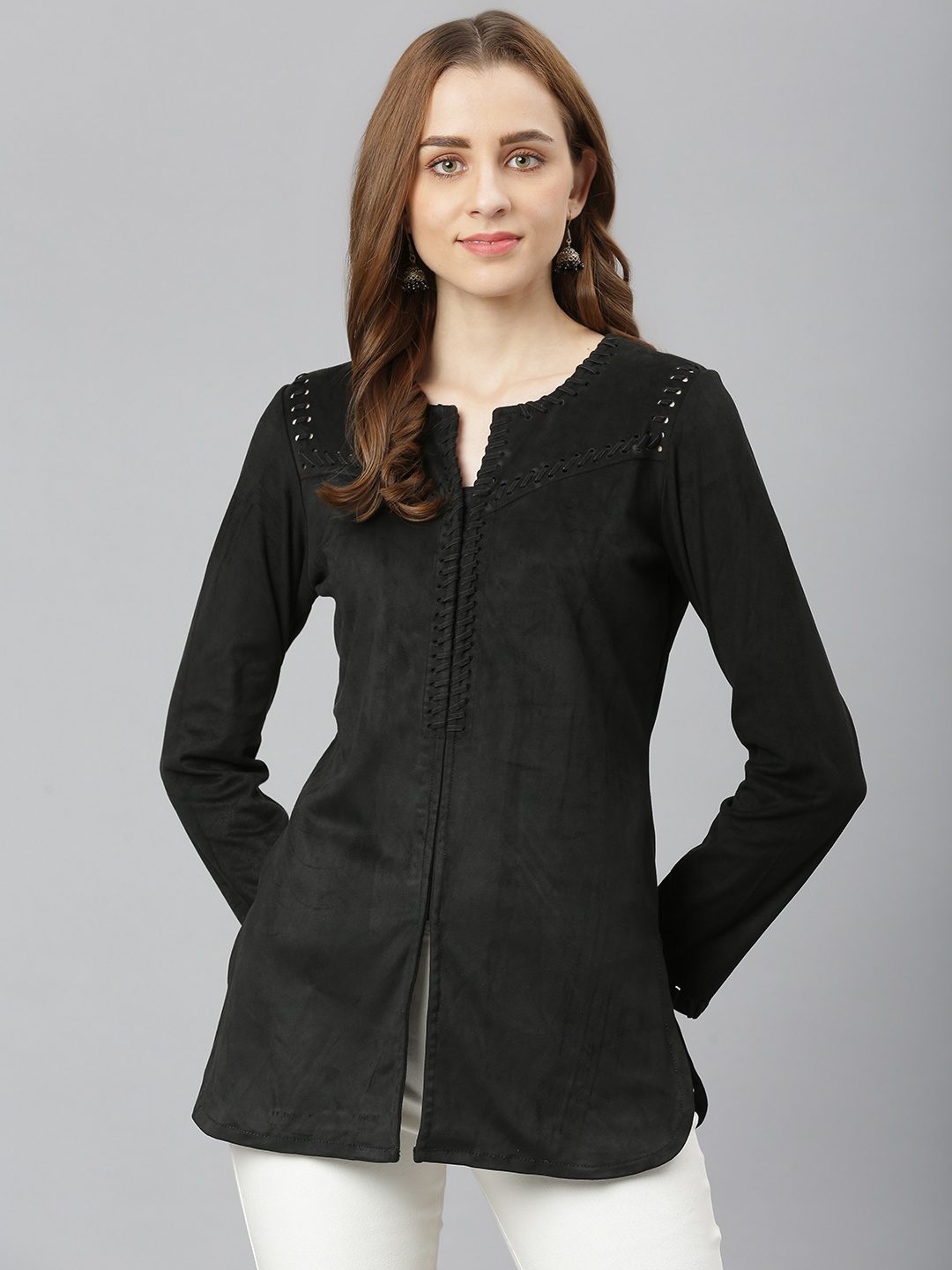 

Lakshita Women Black Woven Design Kurti