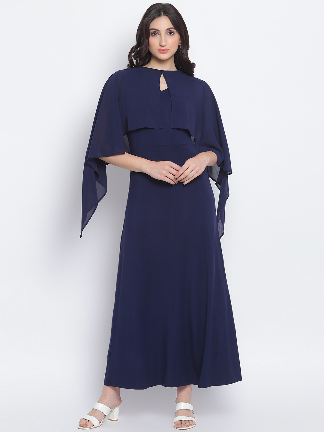 

Lakshita Women Navy Blue Solid Layered Maxi Dress