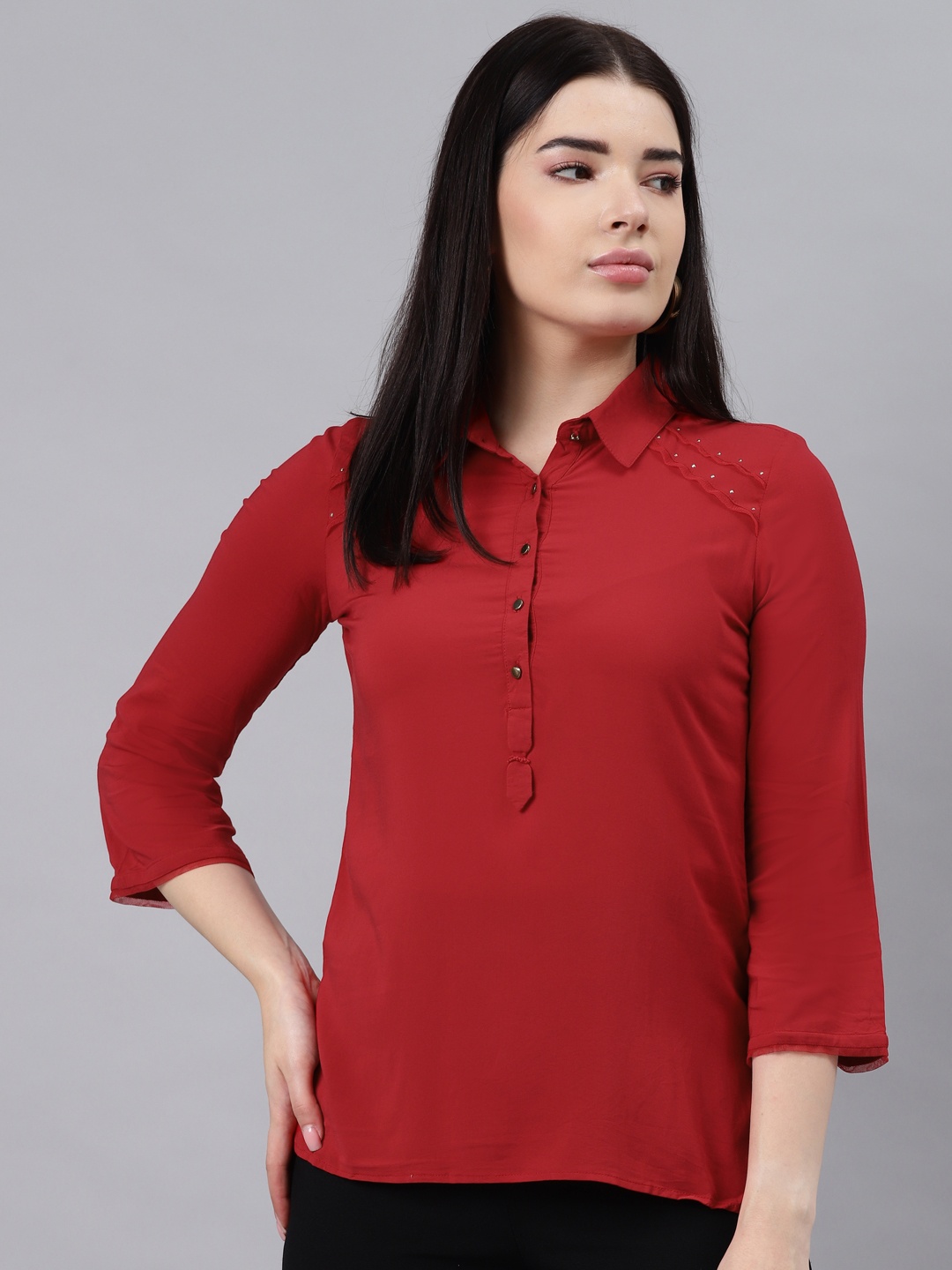 

Lakshita Red Shirt Style Top