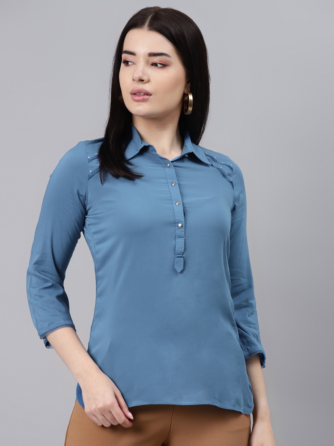 

Lakshita Blue Shirt Style Top