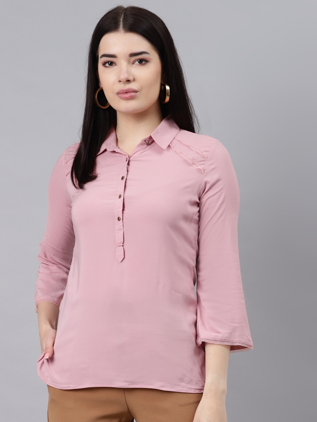 

Lakshita Pink Shirt Style Top