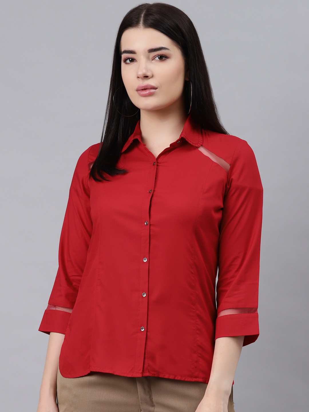 

Lakshita Women Red Opaque Casual Shirt