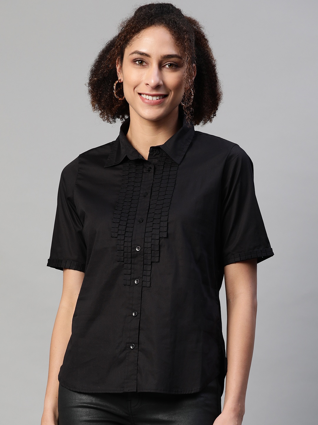

Lakshita Women Black Opaque Casual Shirt