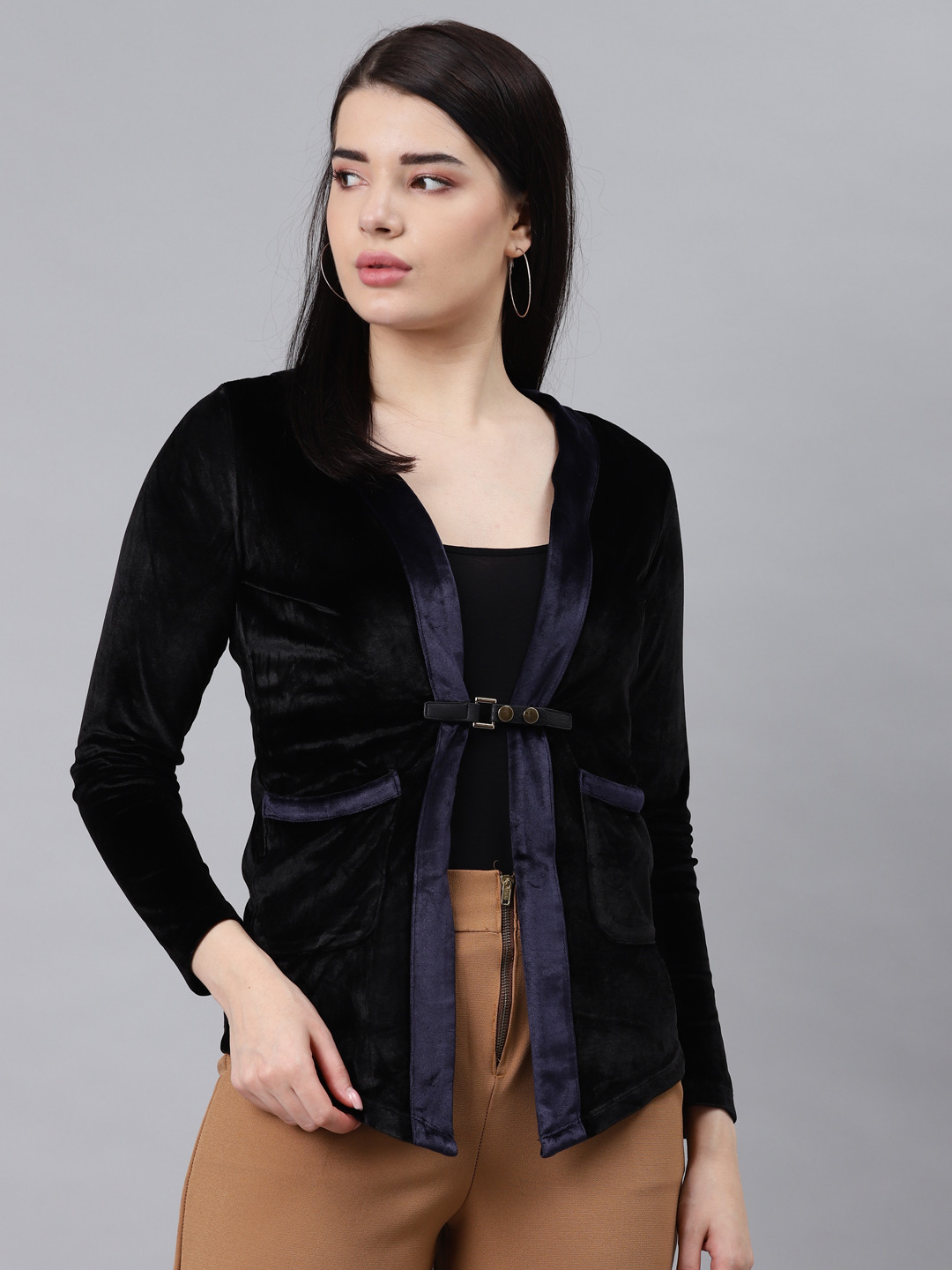 

Lakshita Women Black Ethnic Tie-Up Shrug