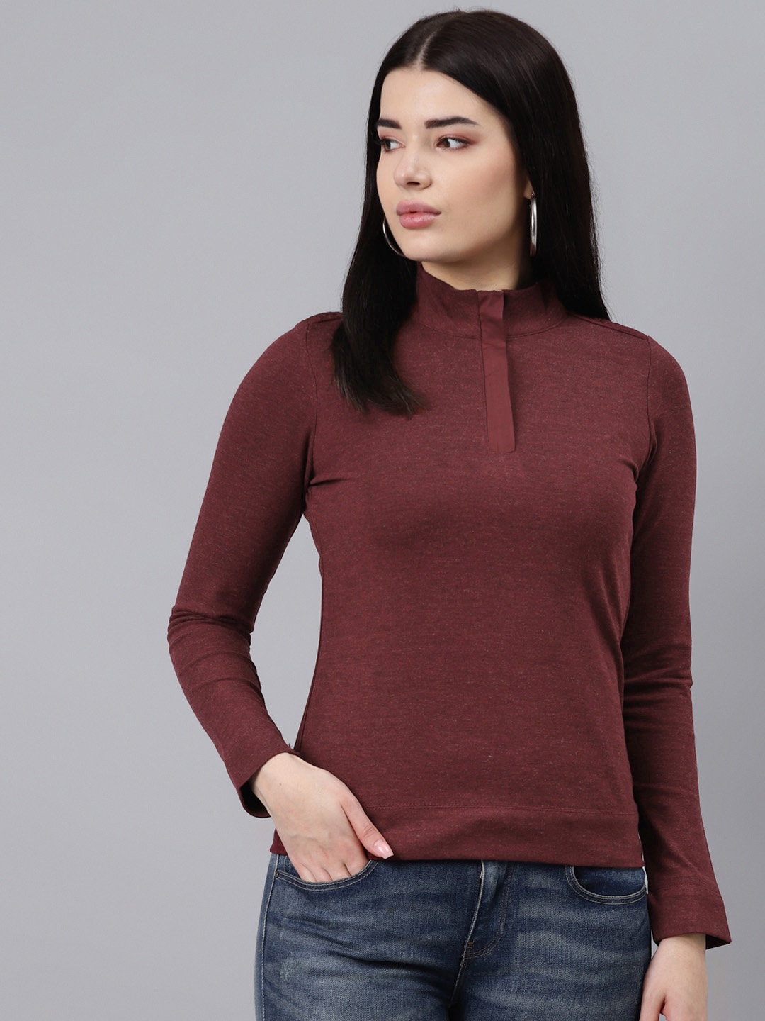 

Lakshita Maroon Solid Regular Top