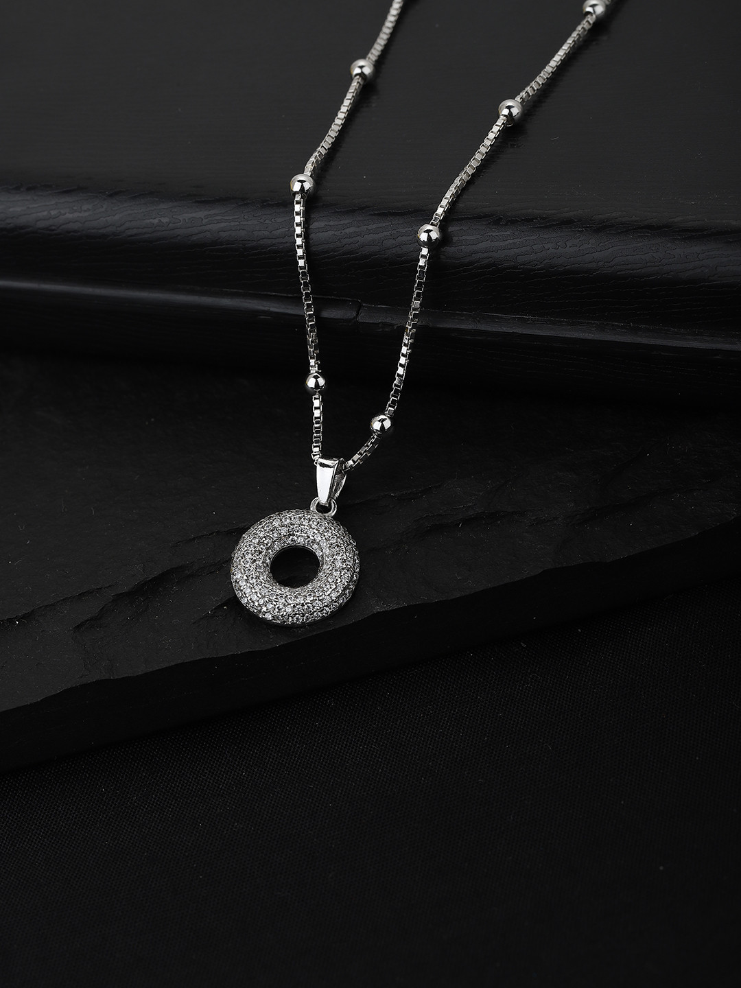 

Carlton London Silver-Toned Brass Rhodium-Plated Necklace