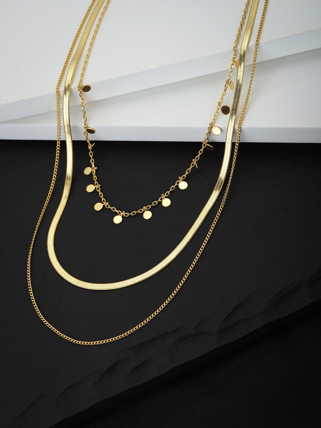 

Carlton London Gold-Toned Brass Gold-Plated Layered Necklace