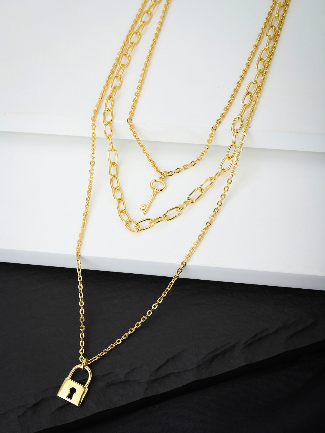 

Carlton London Gold-Toned Brass Gold-Plated Layered Necklace