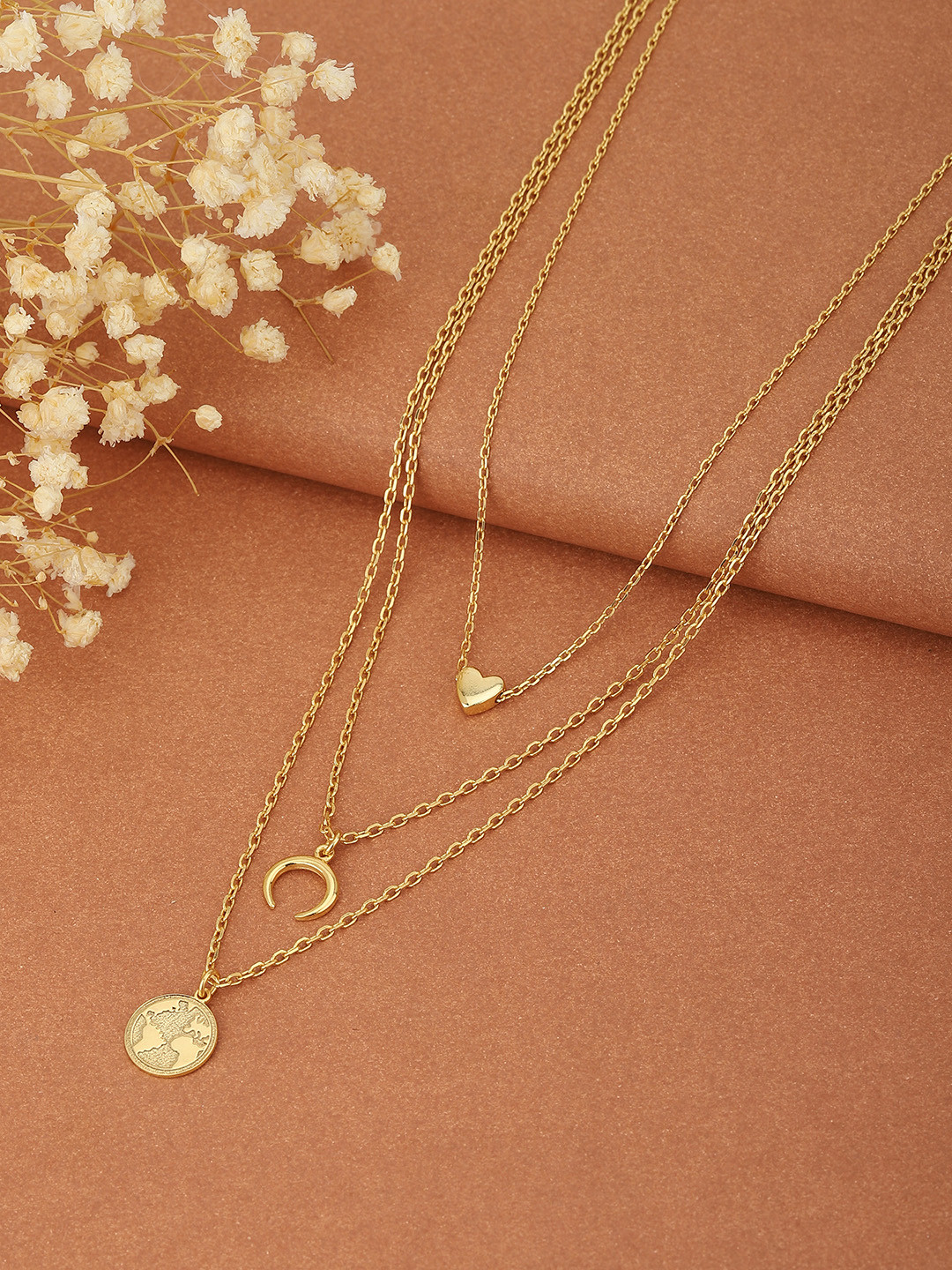 

Carlton London Gold-Toned Brass Gold-Plated Layered Necklace