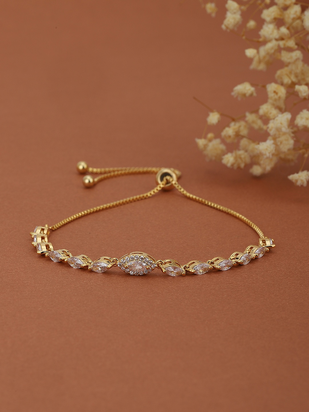 

Carlton London Women Gold-Plated Cubic Zirconia Handcrafted Link Bracelet