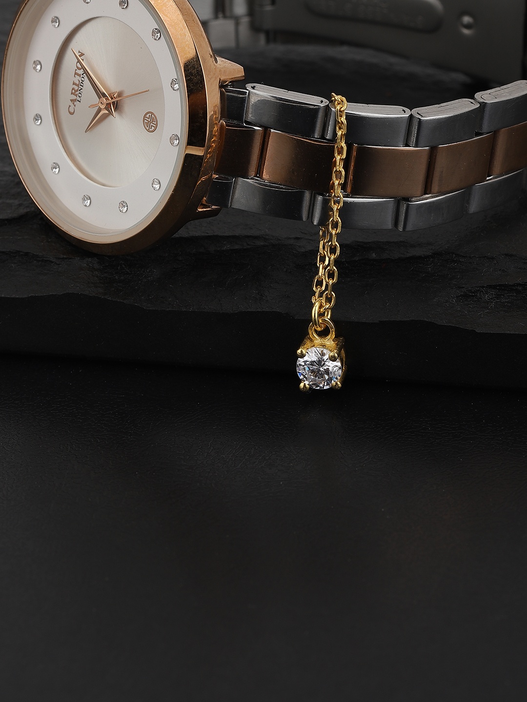 

Carlton London Gold-Toned Crystal Studded Watch Charm