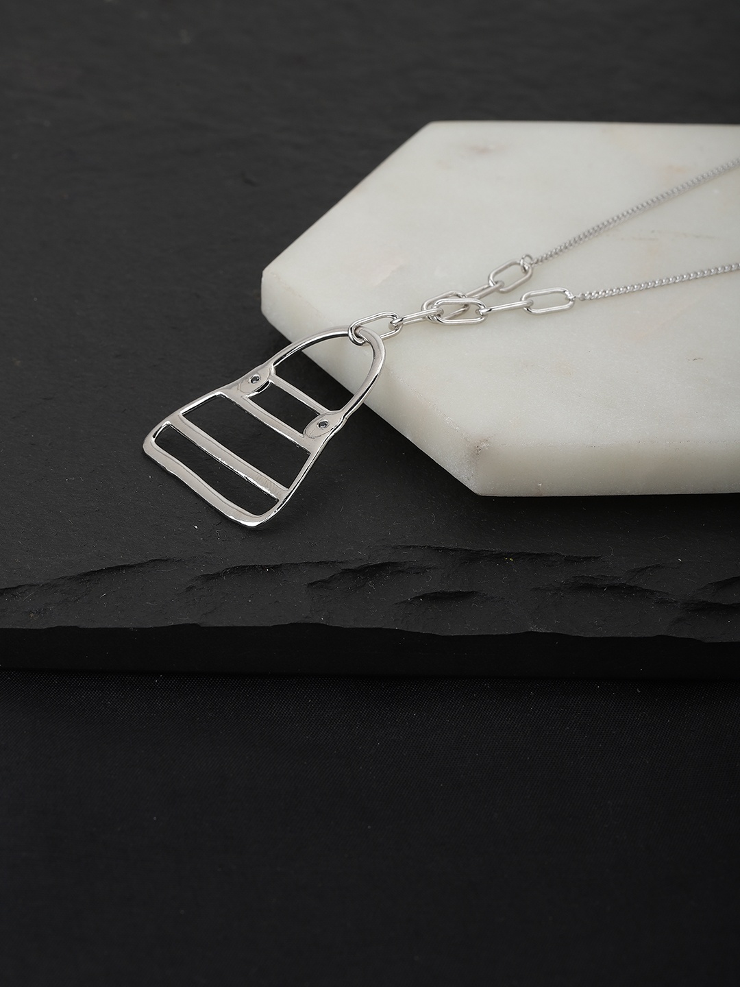 

Carlton London Silver-Toned Brass Rhodium-Plated Long Necklace