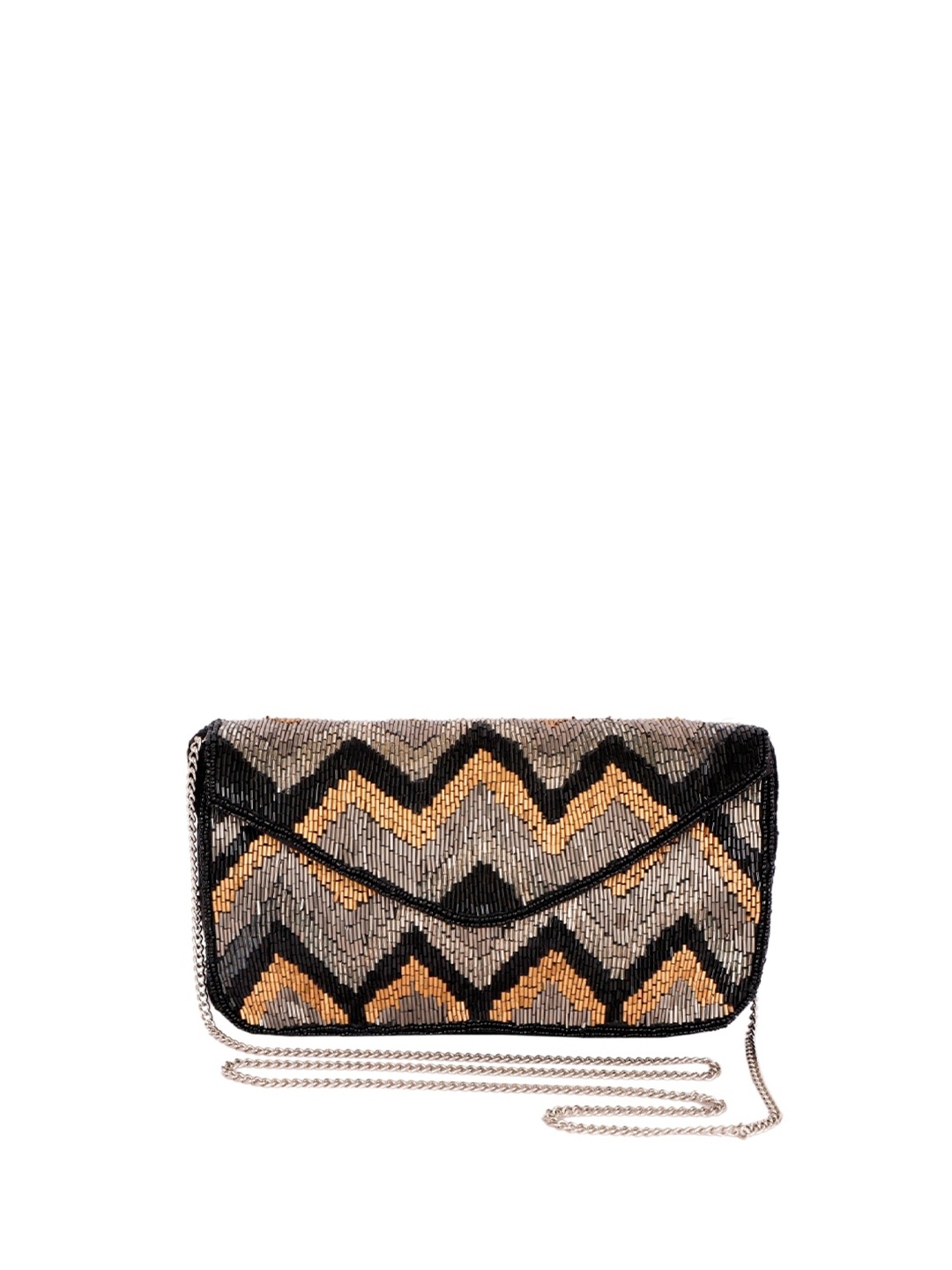

REZZY Black & Orange Embellished Purse Clutch