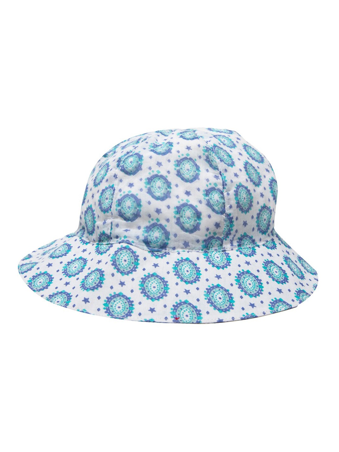 

Nino Bambino Girls White & Turquoise Blue Cotton Bucket Hat