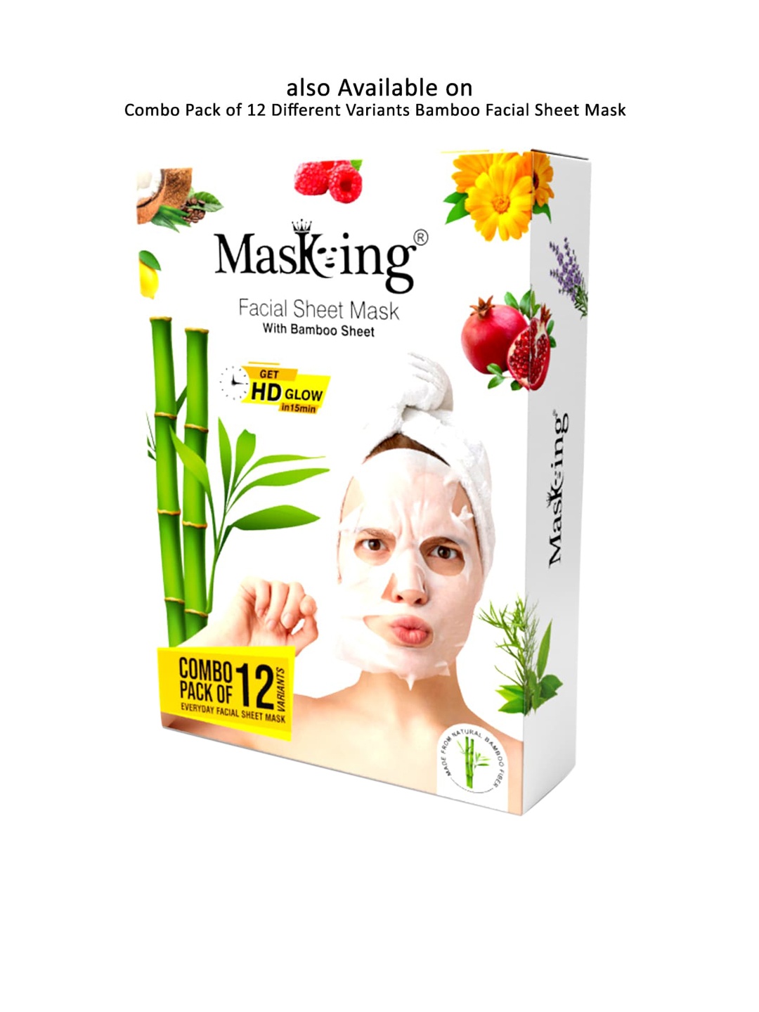 

MasKing Unisex Pack Of 4 Strawberry & Cherry Bamboo Facial Sheet Masks - 80 ml, Pink