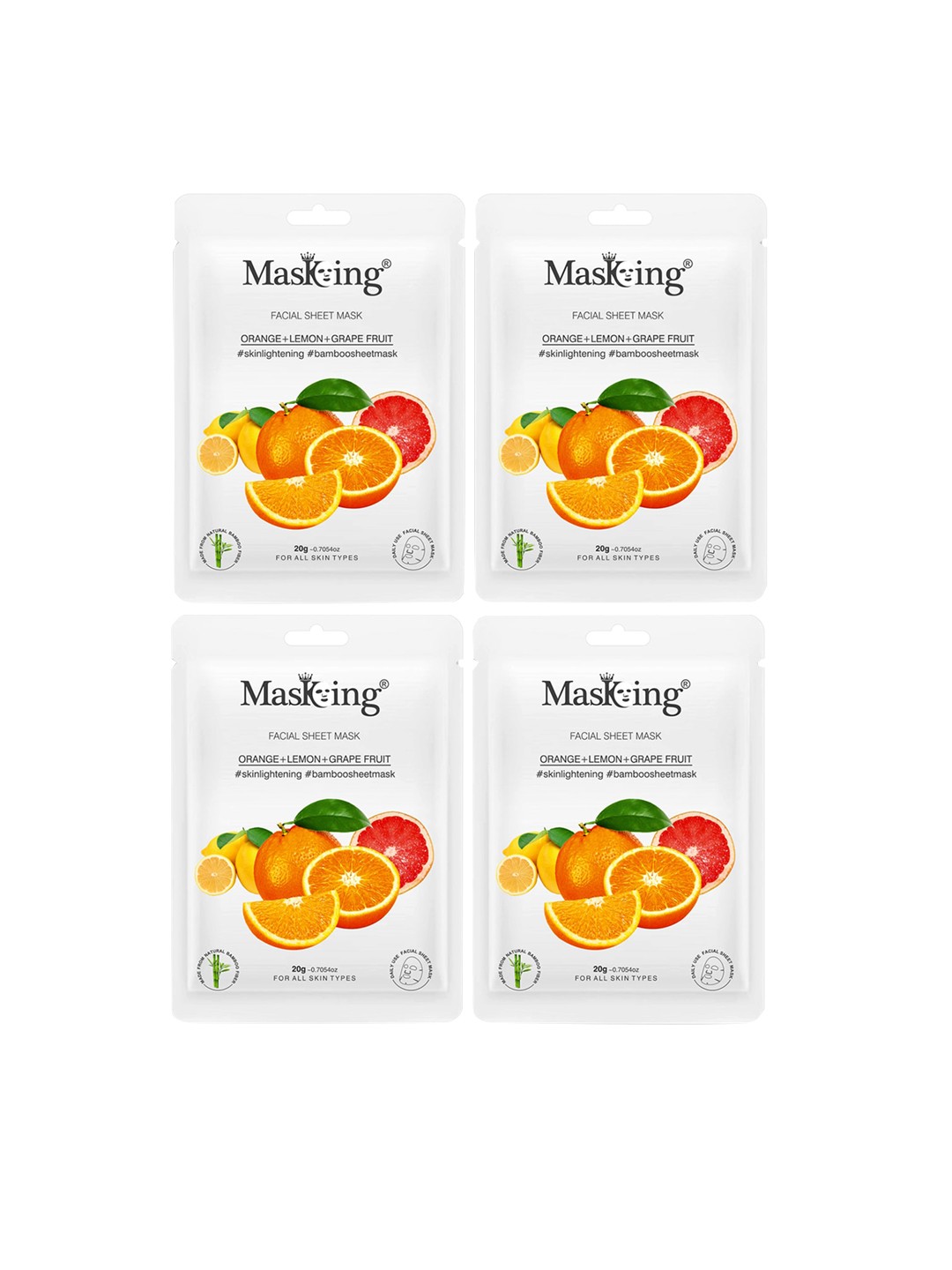 

MasKing Pack of 4 Facial Sheet Mask - Orange, Lemon & Grapefruit