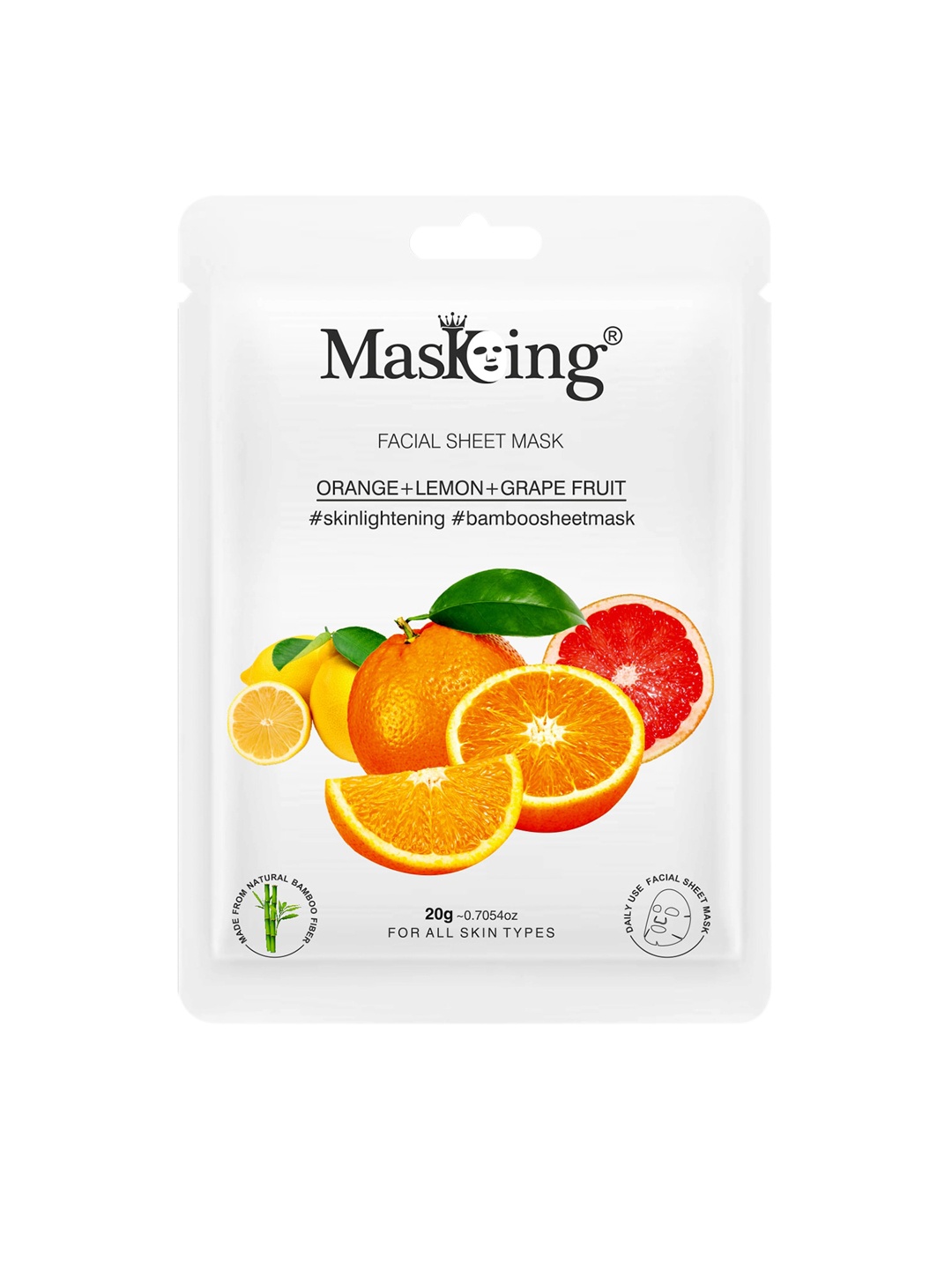 

MasKing Unisex Bamboo Facial Sheet Mask of Orange Lemon & Grapefruit